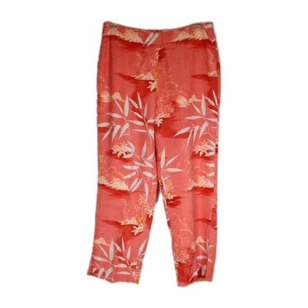 Vintage‎ Tommy Bahama 100% Raw Silk Pants Women Sz 6 Slim Crop Hawaiian Tropical
